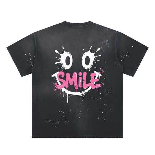 Hand-Frayed Sunfade Paint Splatter T-Shirt